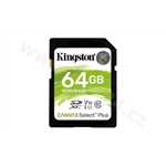 KINGSTON SDXC 64GB Canvas Select Plus A1 C10 Card (rychlost až 100 MB/s)