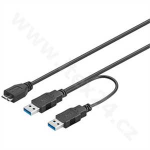 PremiumCord USB 3.0 napájecí Y kabel A/M + A/M -- microUSB/M