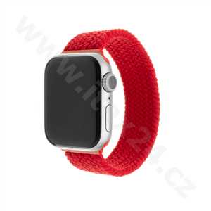 Elastický nylonový řemínek FIXED Nylon Strap pro Apple Watch 42/44/45mm, velikost L, červený