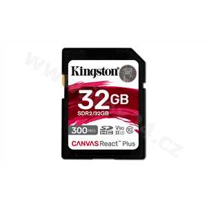 KINGSTON SDHC 32GB Canvas React Plus UHS-II V90 (čtení/zápis: 300/260MB/s)