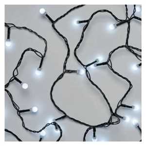 LED vánoční cherry řetěz – kuličky, 20 m, venkovní i vnitřní, studená bílá, časovač